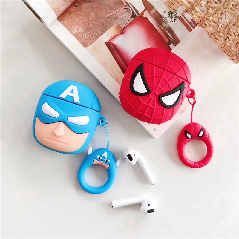 Marvel The Avengers Airpod Airpods Cover Spiderman Batman Iron Man Captain America Airpod Airpods Silicone Case