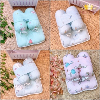 GỐI CHẶN BÔNG CHO BÉ SƠ SINH - BỘ GỐI CHẶN GỒM 2 MÓN GỐI ĐẦU VÀ CHẶN