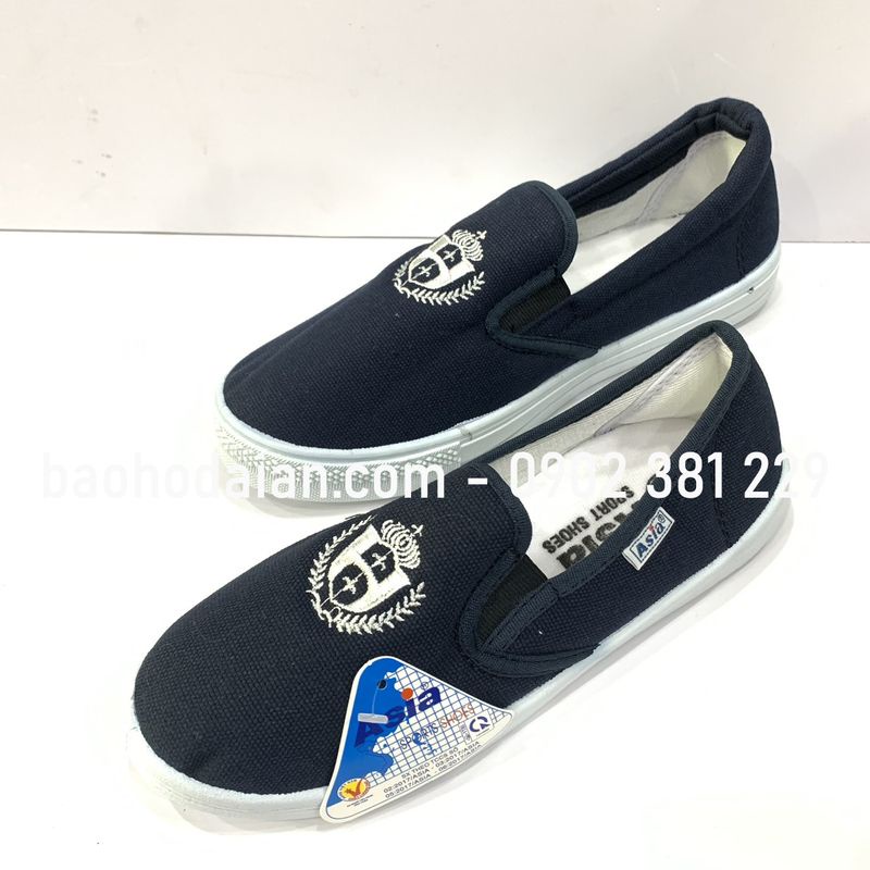 Giày bata vải xỏ (không cột dây) màu xanh đen