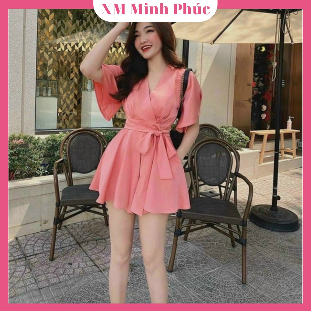 Đầm Xòe Dự Tiệc ,váy Nữ Thiết Kế Cổ Tim Xẻ Ngực Cột Nơ Eo Có (LÓT QUẦN) Tiểu Thư Dạo Phố Sang Chảnh Thời Trang Minh Phúc