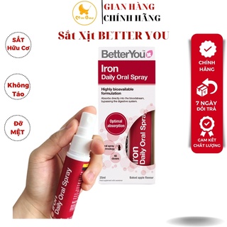 Sắt cho bé yêu và bà bầu, sắt dạng xịt Better You Iron Daily Oral Spray 25ml chính hãng UK