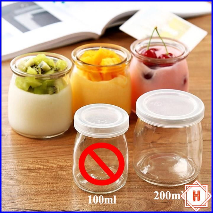  Combo 5 Hũ Thủy Tinh 200ml Tròn Làm Sữa Chua, Caramen, Pudding { H }