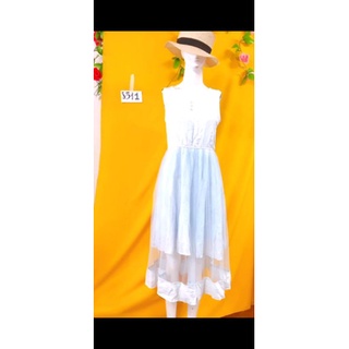 đầm sơmi xanh nhạt phối lưới size S-M. S511