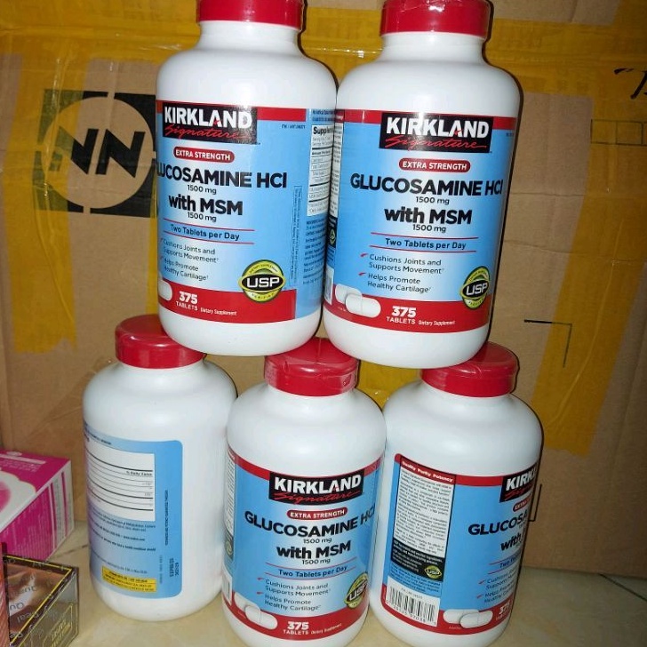 (Combo 5 hộp -Date2025 ) Viên Uống Bổ Khớp Glucosamine HCL 1500mg With MSM 1500mg  hộp 375 viên trắng.