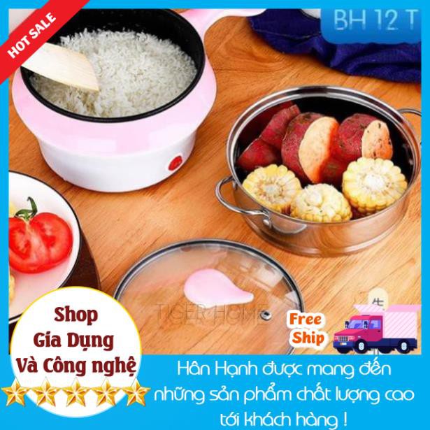 Nồi lẩu, Hấp, Chiên, Xào, Nấu mỳ Đa năng 2 tầng Chống Dính 18cm TIêu Chuẩn Châu Âu Ổ cắm 2 Chấu 2 TỐC ĐỘ An toàn Bền Bỉ