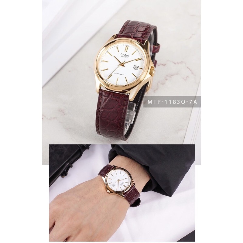 Đồng hồ nam dây da Casio chính hãng Anh Khuê MTP-1183 (7 màu sắc)