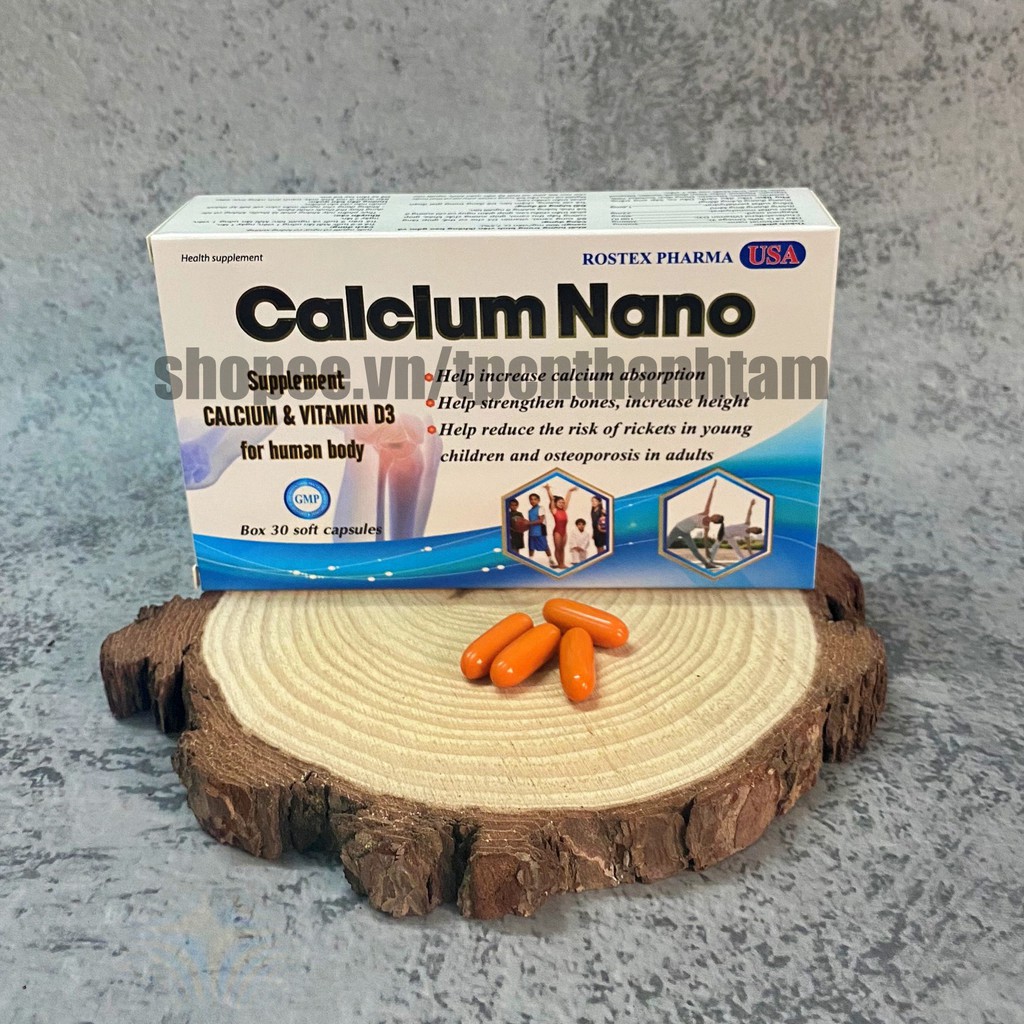 Viên uống CALCIUM NANO bổ sung canxi D3 giúp tang chiều cao, chắc xương – Hộp 30 viên