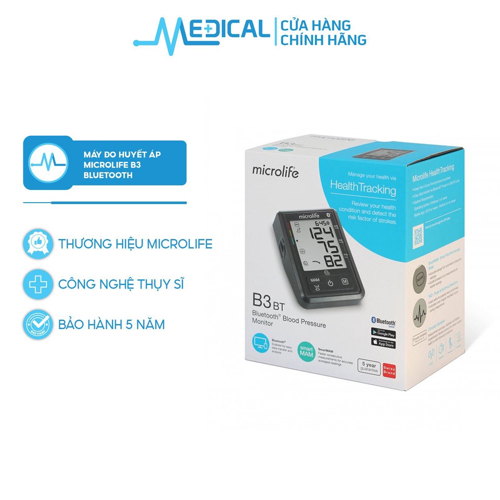 Máy đo huyết áp MICROLIFE B3 BLUETOOTH trang bị công nghệ MAM thông minh - MEDICAL