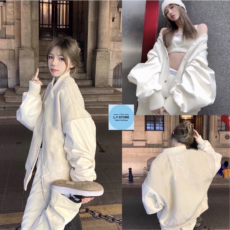 (Kèm ảnh thật) Áo khoác dạ pha da phong cách Hàn Quốc L.Y Store nữ &lt;3