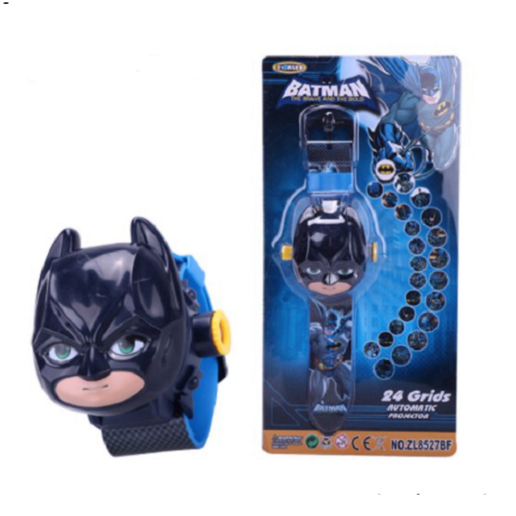 Đồng hồ điện tử chiếu 24 hình 3D batman, ben10, đội trưởng mặt đồng hồ nổi 3D