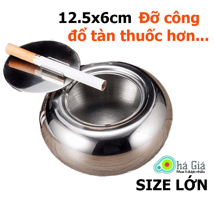 Đồ Gạt Tàn Thuốc Lá Inox Có Nắp Đậy 2 Size Lớn Nhỏ ( Bằng Kim Loại Kín Mùi, Cao Cấp Gạc Tàn Thép, Mini Để Xe Hơi Ô tô  )