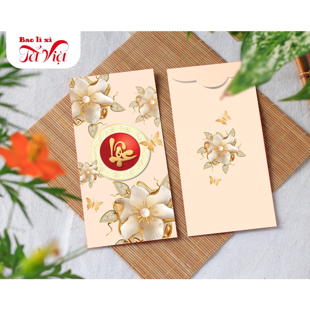 Combo 100 Bao Lì Xì Hoa Sen Trắng Phúc Lộc Thọ
