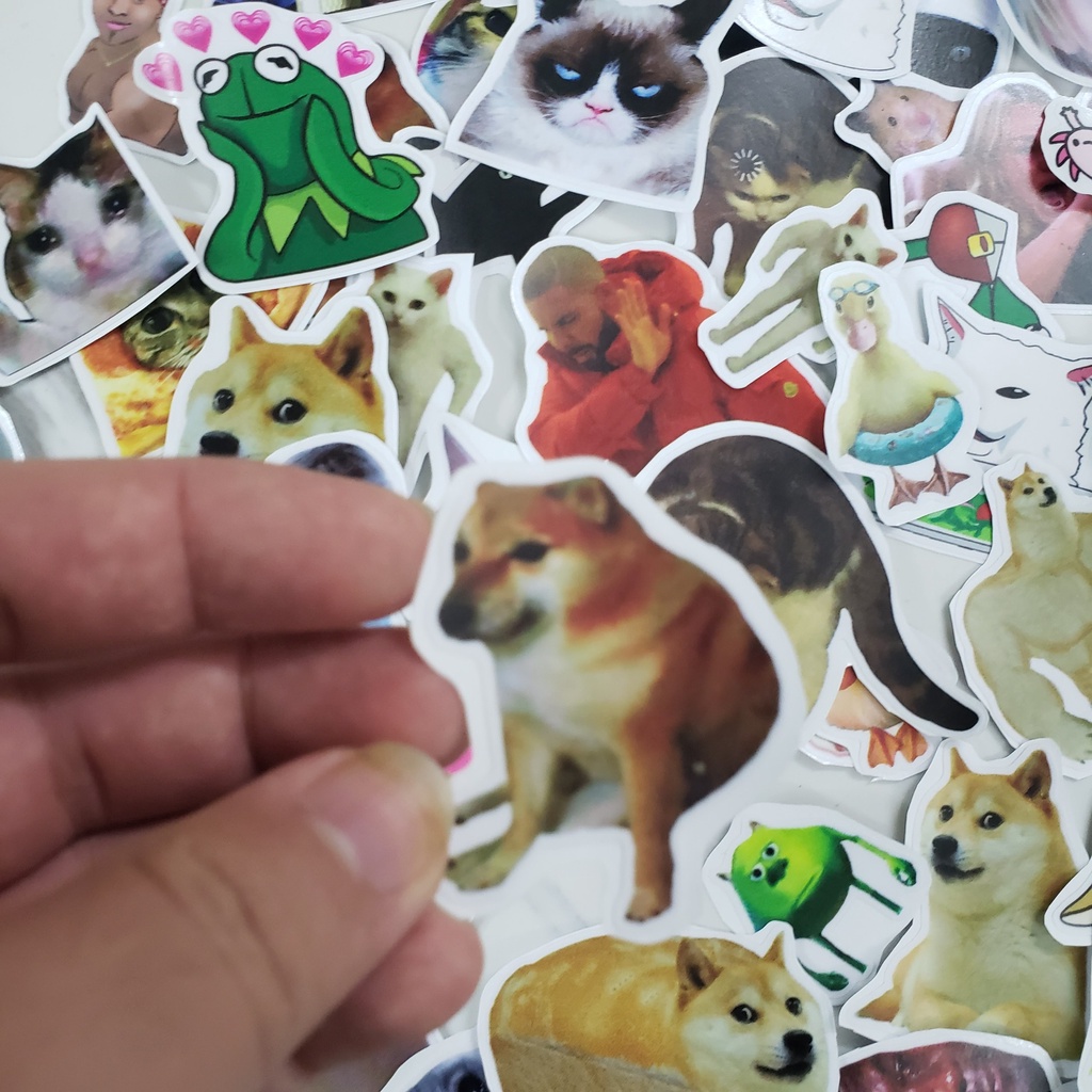 Sticker meme/ Sticker chống nước dán mũ bảo hiểm, dán điện thoại, laptop,...