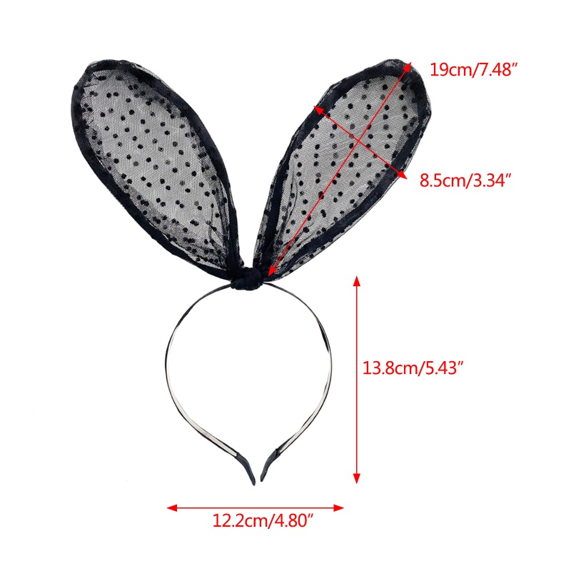 Băng Đô Tai Thỏ Họa Tiết Chấm Bi Phối Ren Hóa Trang Phục Sinh Dành Cho Người Lớn