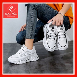 [LOẠI 1] Giày thể thao nữ Ulzzang nữ MK độn đế êm cao 6cm vải mềm thoáng chân dễ phối đồ 2 màu đơn giản đen/trắng Hot