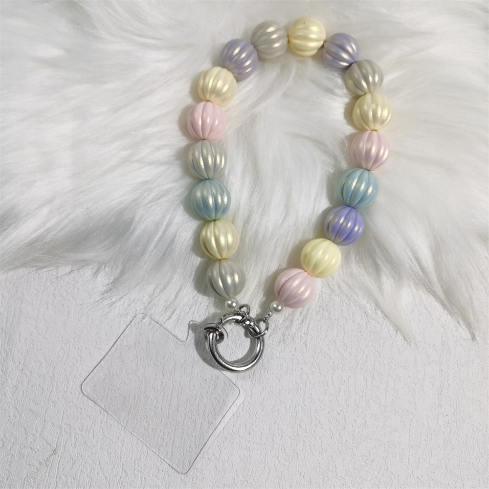 Dây Đeo Điện Thoại Acrylic Đính Hạt Ngọc Trai Màu Macaron Chống Thất Lạc