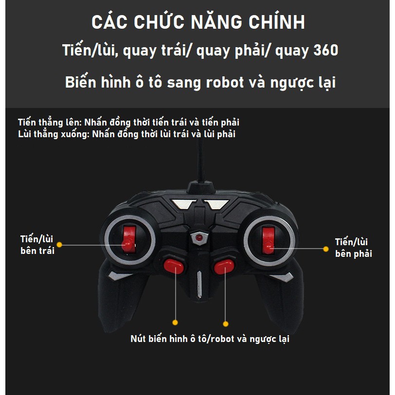  Đồ chơi xe ô tô điều khiển từ xa có thể biến hình thành robot (có sạc pin)