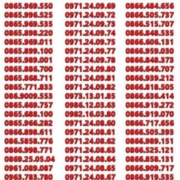 Sim SỐ ĐẸP VIETTEL đồng giá 999k