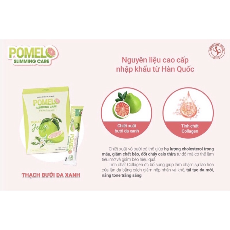 Thạch Bưởi Da Xanh POMELO SLIMMING CARE Giữ Dáng, đẹp Da, Giảm Cân, giảm Mỡ Hiệu Qủa Cho Tất Cả Cơ Địa - hộp 15 gối
