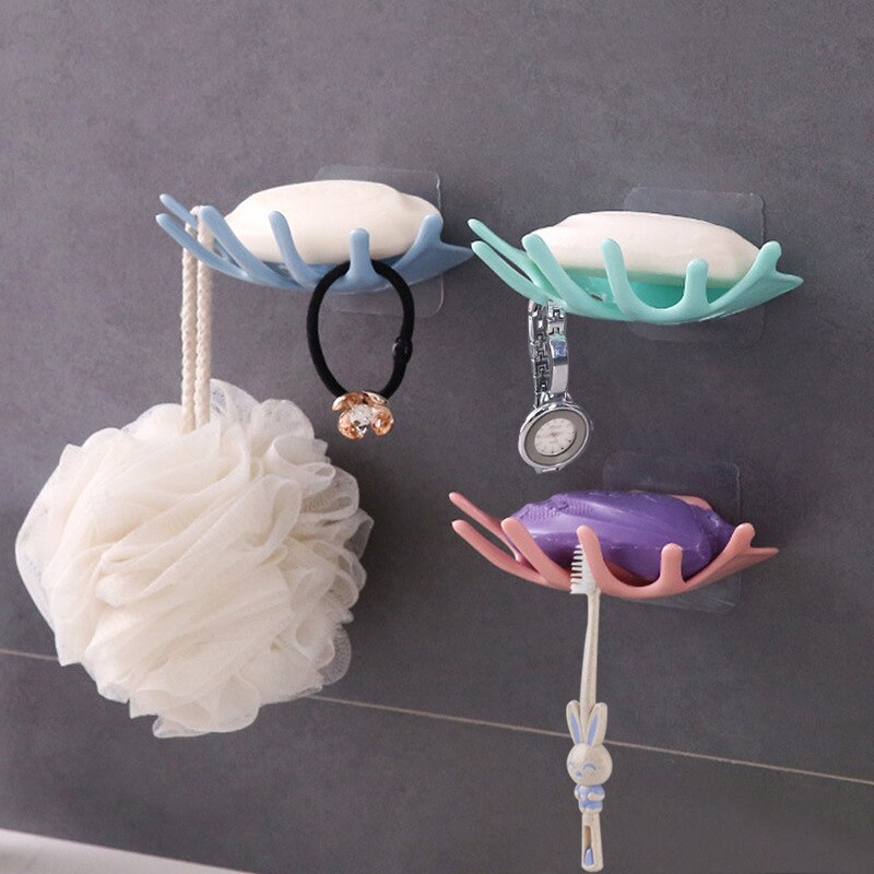 Khay giữ xà phòng gắn tường dạng cốc hút không cần khoan lỗ hình dạng bàn tay thoát nước được cho phòng tắm