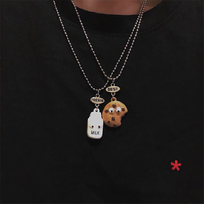 Vòng Cổ Cặp Đôi 123955Dây Chuyền Mặt Hình Bánh Quy Sữa Thời Trang Hàn Quốc