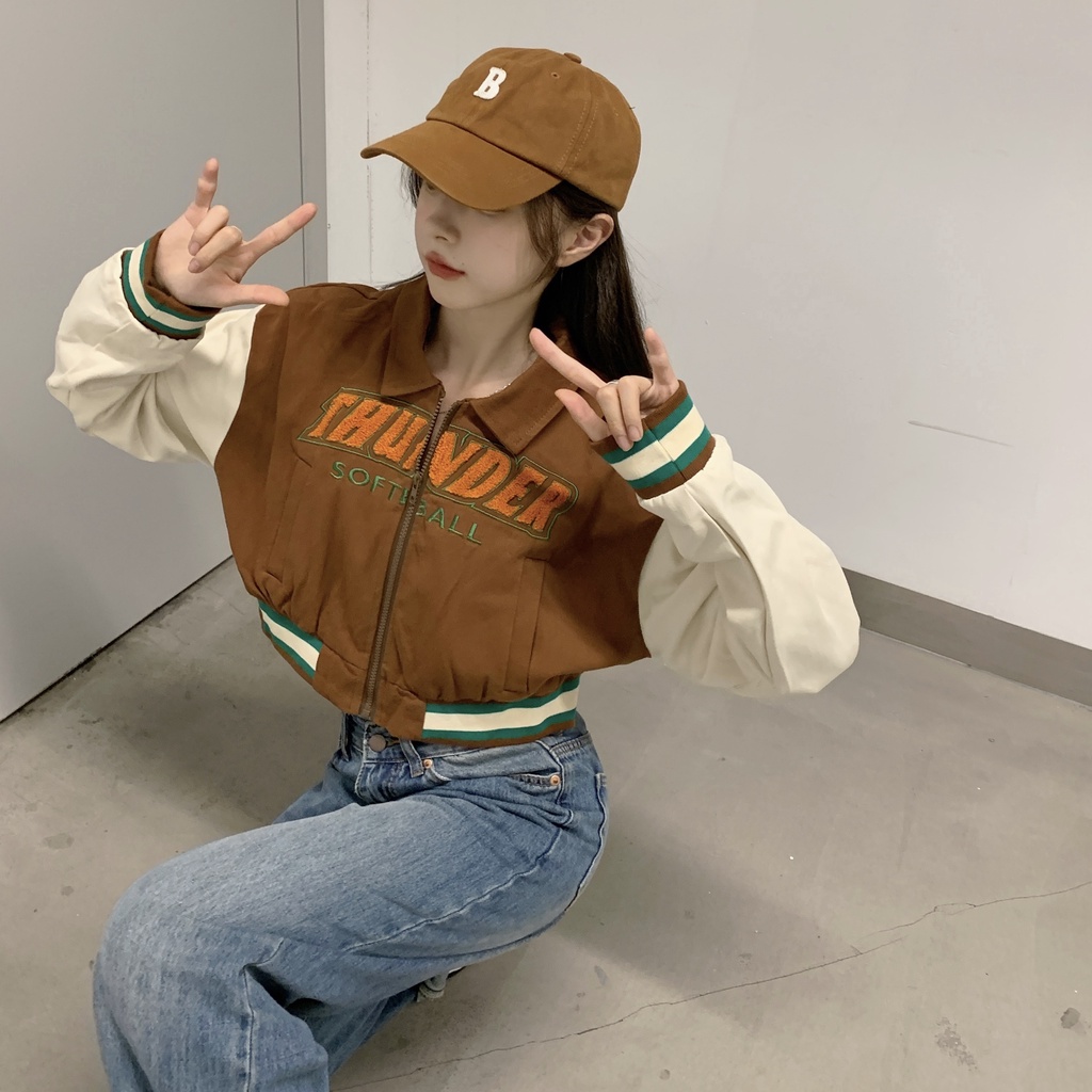 Áo khoác SUXI tay dài dáng rộng thời trang vintage dành cho nữ