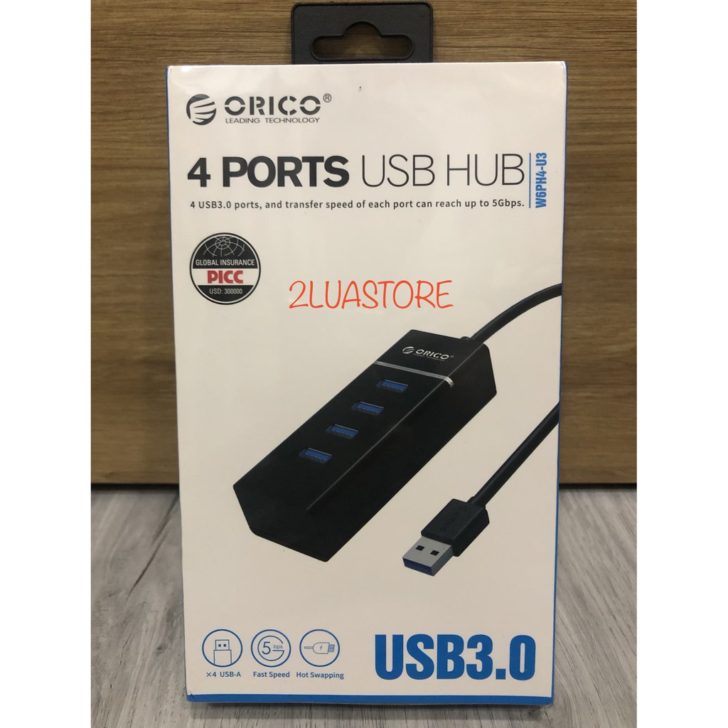 Bộ chia USB HUB 4 cổng USB 3.0 ORICO W6PH4-U3-BK- Hàng Chính Hãng