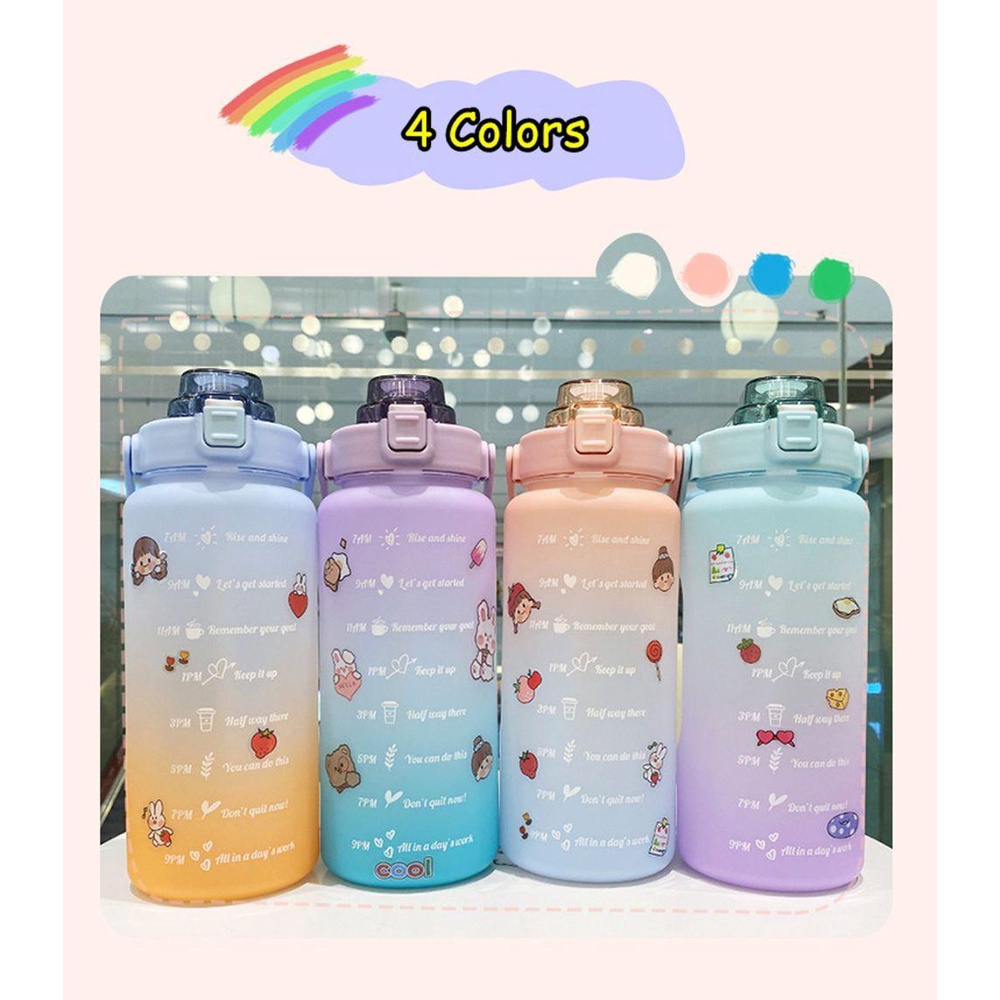 WTTLE Bình Nước Nhựa 2000ml Tiện Lợi Khi Đi Du Lịch