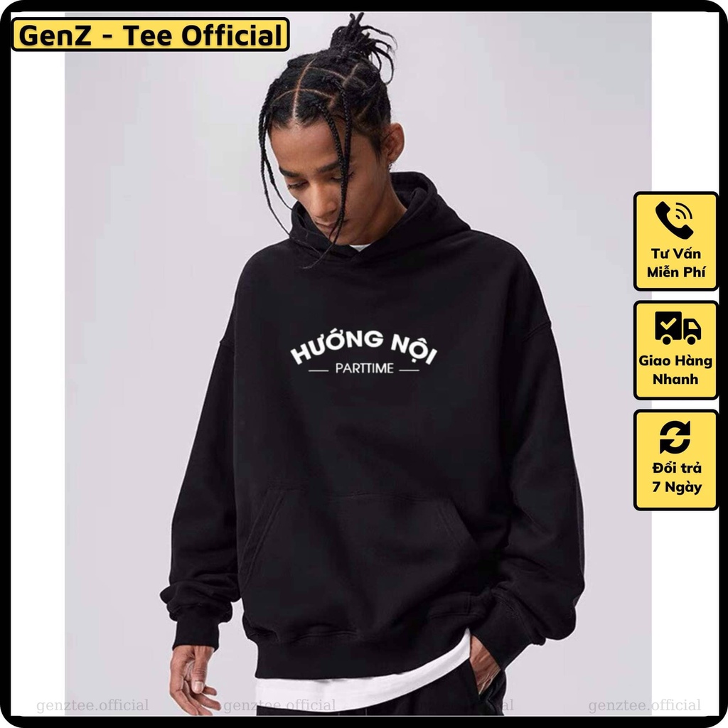 Áo Hoodie Nỉ Hướng Nội Parttime,  Áo Nỉ Dày Dặn Phong Cách Trẻ Trung Form Rộng Nam Nữ Đủ Size