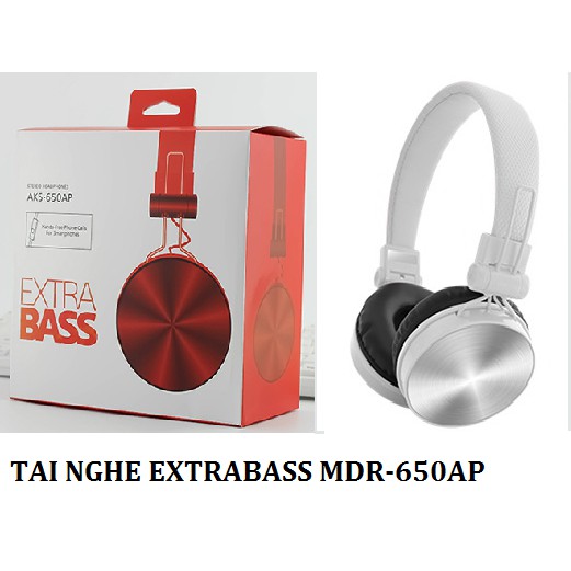 Tai nghe chụp tai thể thao siêu trầm EXTRABASS MDR-650AP [HÀNG NHẬP KHẨU] - Màu trắng