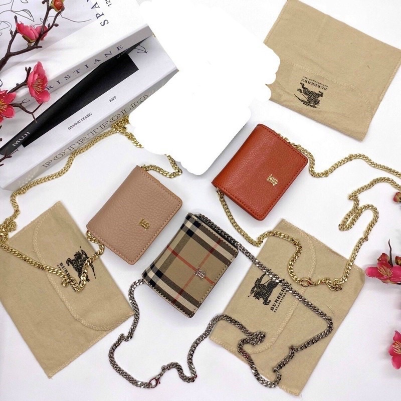 TNS-Ví card đeo chéo mini Bubery card case with chain-caro vintage