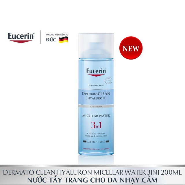 Eucerin Nước Tẩy Trang DermatoClean Micellar Cleansing Fluid 3 in 1 200ml (mẫu mới)