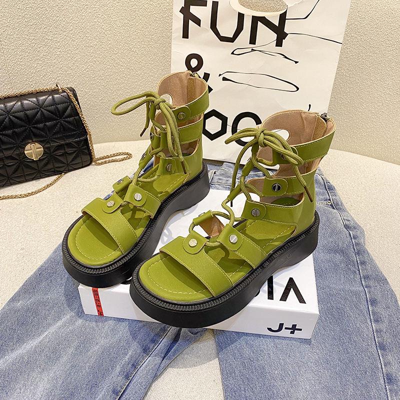 Giày Sandal Đế Dày Đan Dây Phong Cách La Mã Thời Trang Mùa Hè Hàng Mới 2022 Dành Cho Bạn Nữ