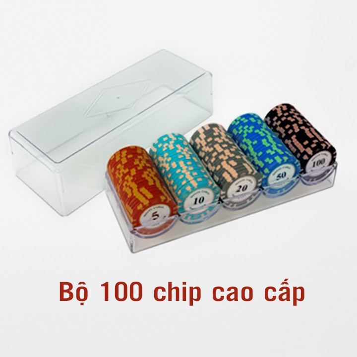 Bộ 100 chip sứ cao cấp đường kính 40mm