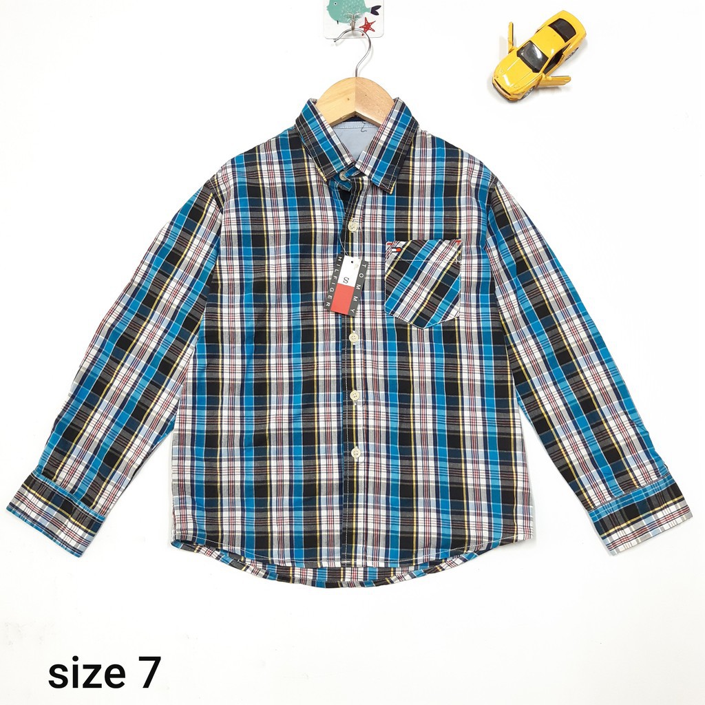 DG69-AT-07- Áo sơ mi kate dài tay, bé trai, kẻ caro , SIZE BÉ 19-21KG, made in Vietnam