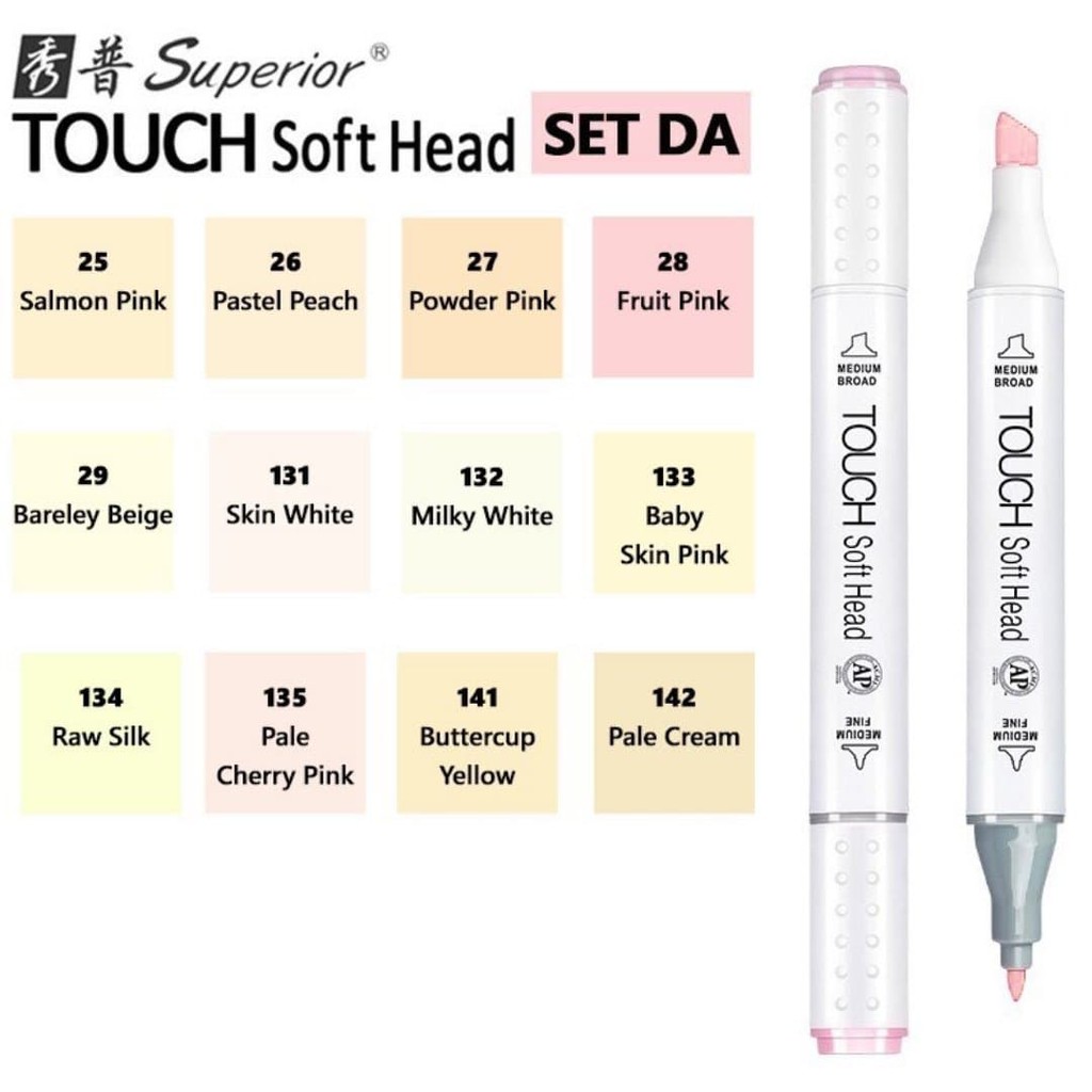 Bút Marker Touch Soft Head - Set Da