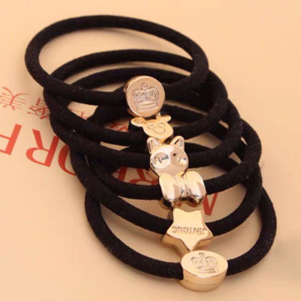 Dây buộc tóc Hàn quốc chun buộc tóc đen hình họa tiết  co giãn sang trọng xinh xắn đáng yêu ngọt ngào Miituu SC6