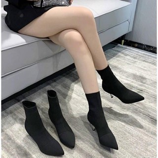 Boot len gót gương nhọn bốt gót nhọn 7cm ôm chân