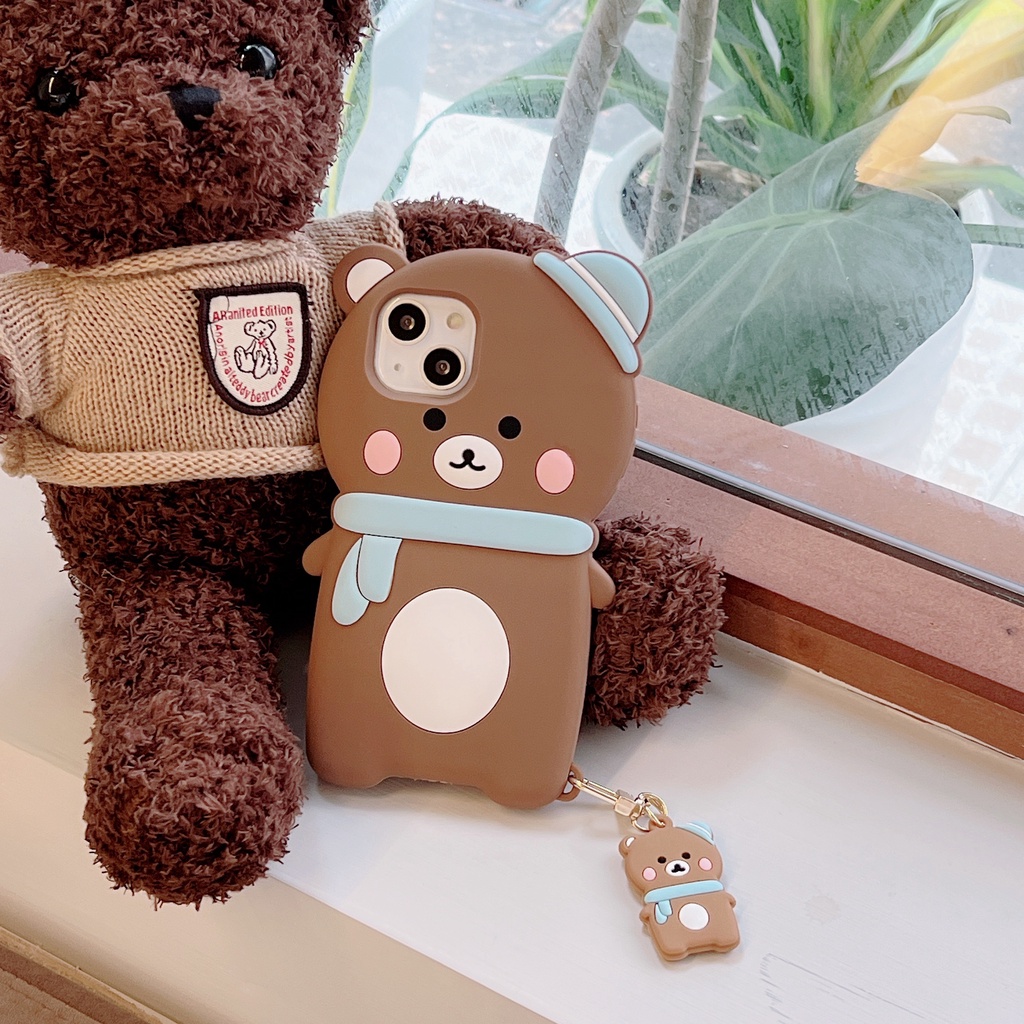Ốp Điện Thoại Mềm Chống Sốc In Hình Gấu Đeo Khăn Choàng Hoạt Hình Cho iPhone 6 7 8Plus X XS XR 11 12 13promax Plus