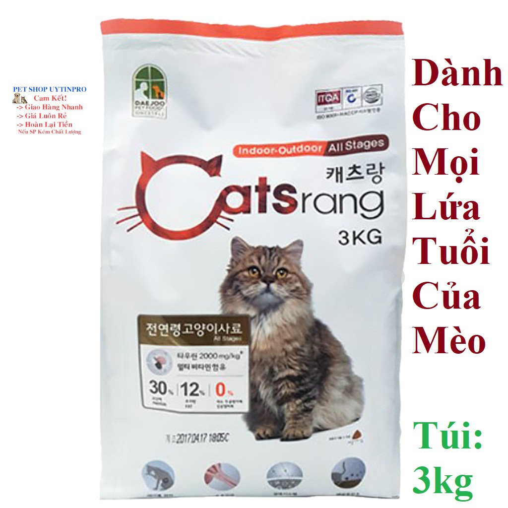 THỨC ĂN HẠT CHO MÈO Catsrang Túi 3kg nhập khẩu Hàn Quốc - Pet shop Uytinpro