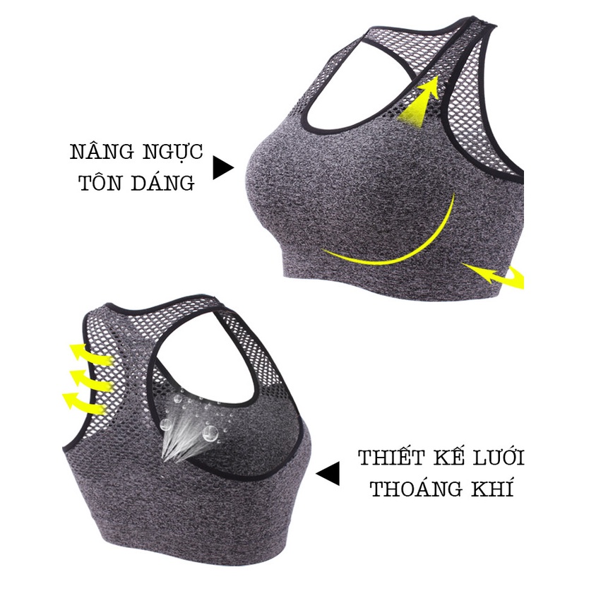 Áo Bra BIG SIZE Tập Yoga Gym Phối Lưới P2084