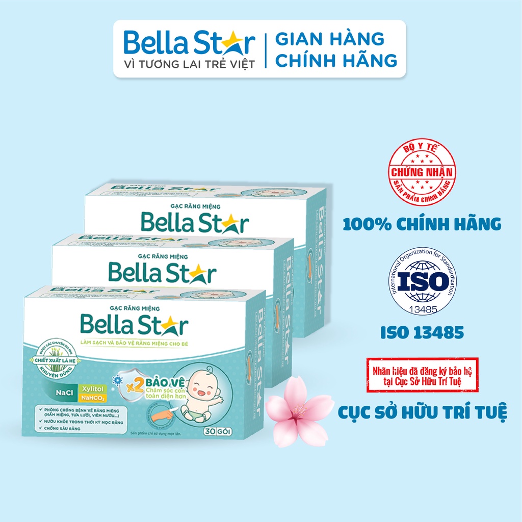Combo 3 Hộp Gạc Rơ Lưỡi BELLA STAR Giúp Loại Bỏ Mảng Bám, Vi Khuẩn Cho Bé 30 Gói/hộp