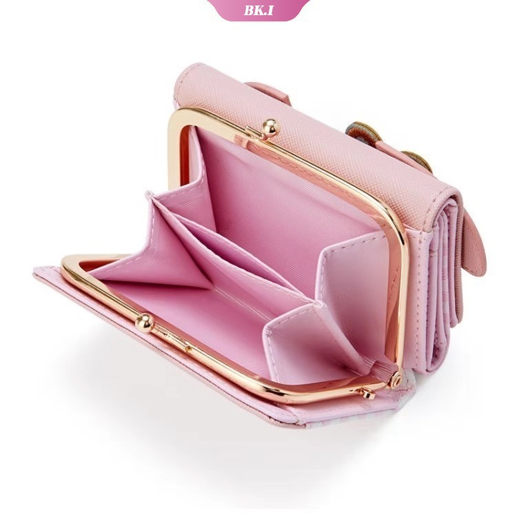 Ví Da PU 11cm Họa Tiết Hoạt Hình My Melody Mèo Cinnamoroll Dễ Thương Có Khóa Kéo