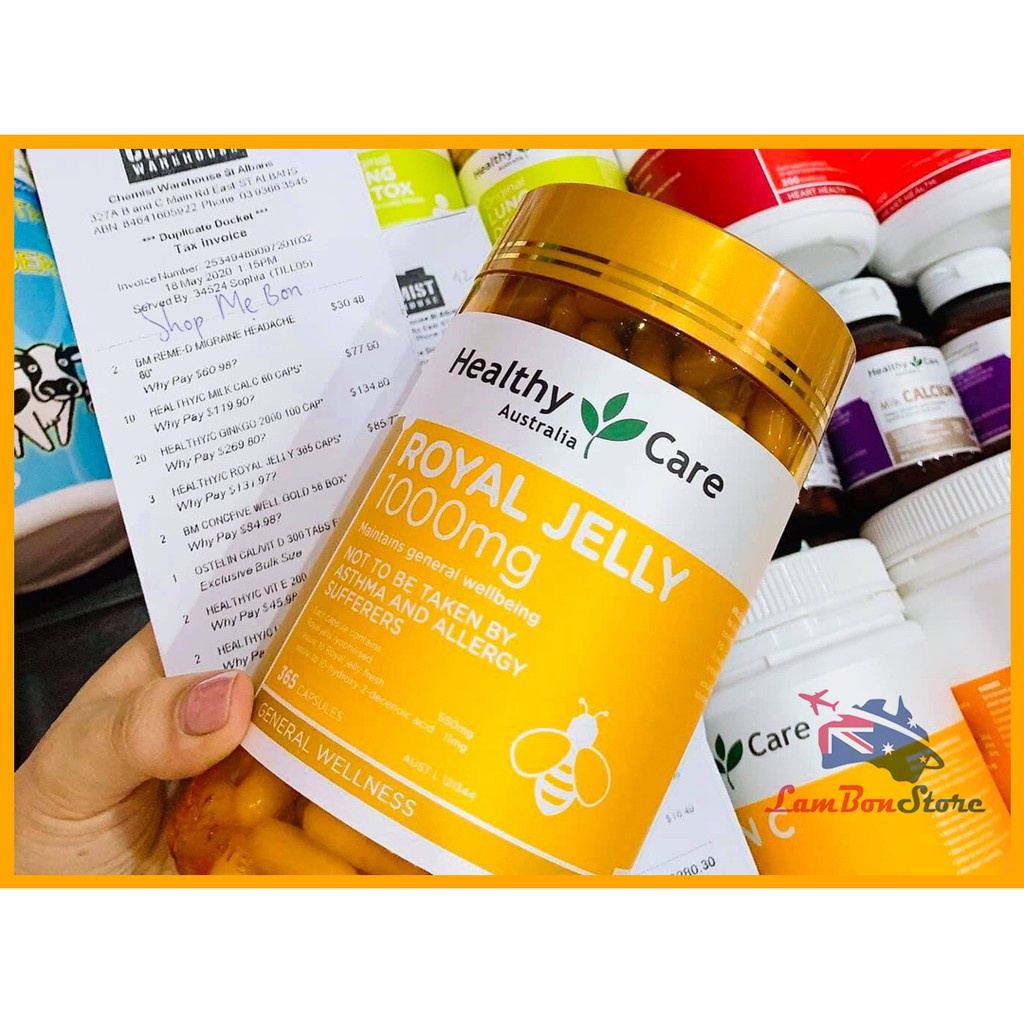 [Tem CHEMIST] Sữa Ong Chúa Healthy Care Royal Jelly 1000MG 365 viên - Xuất xứ Úc