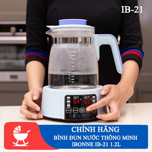 [ CHÍNH HÃNG ] Bình đun nước thông minh Ibonne IB-21 600W - Dung tích 1.2L [ LOVI MART ]