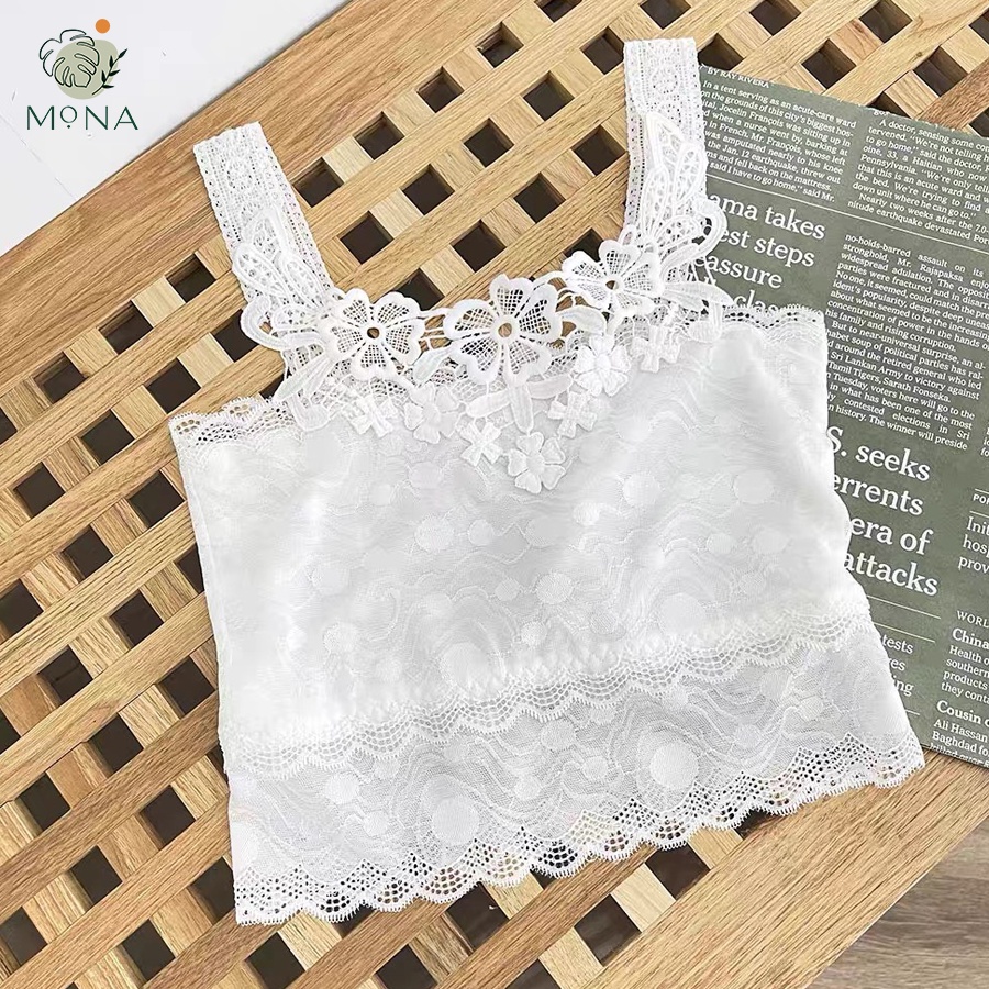 Áo Lót Nữ - Áo Bra Gym Yoga Ren Dáng Croptop Tặng Kèm Đệm Mút BR063