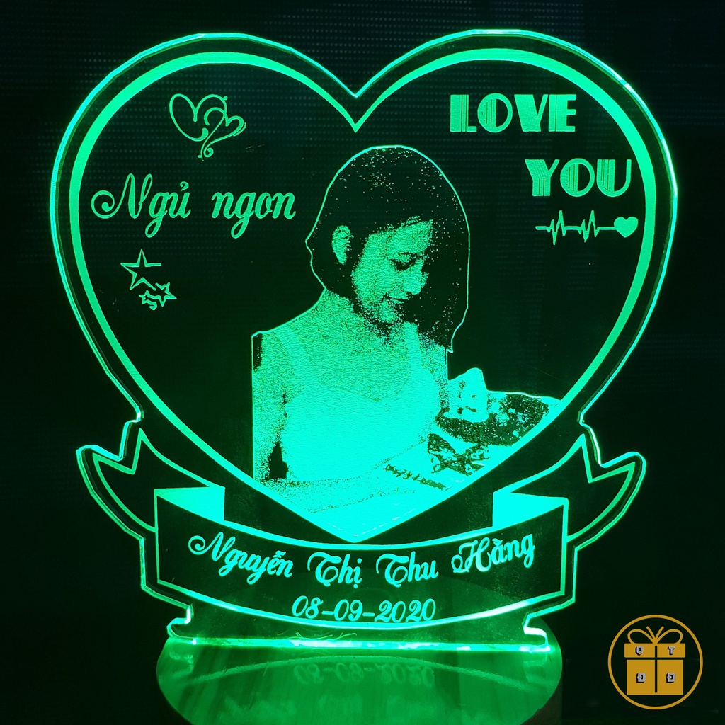 Đèn Khắc Hình Và Chữ Theo Yêu Cầu, Đèn Ngủ 3D Cao Cấp Tấm Đèn Dày 4mm - Quà Sinh Nhật Cho Nữ, Quà Tặng Cho Nam