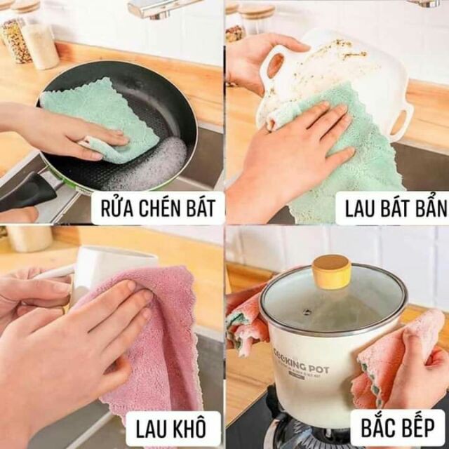 Set 10 khăn lau bếp đa năng 2 mặt tiện dụng