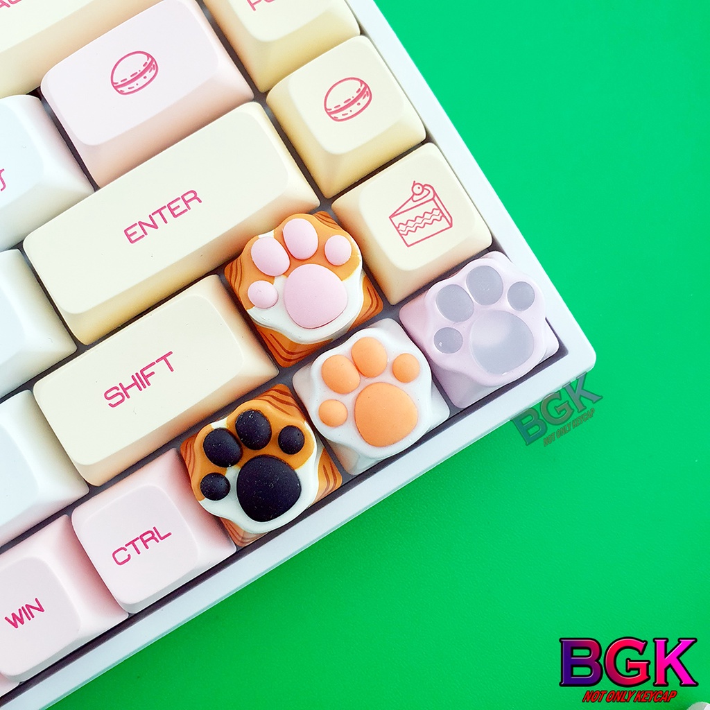 Keycap lẻ hình chân mèo bằng kim loại đệm silicon mềm mại ( Cat claw ) siêu dễ thương Keycap Artisan