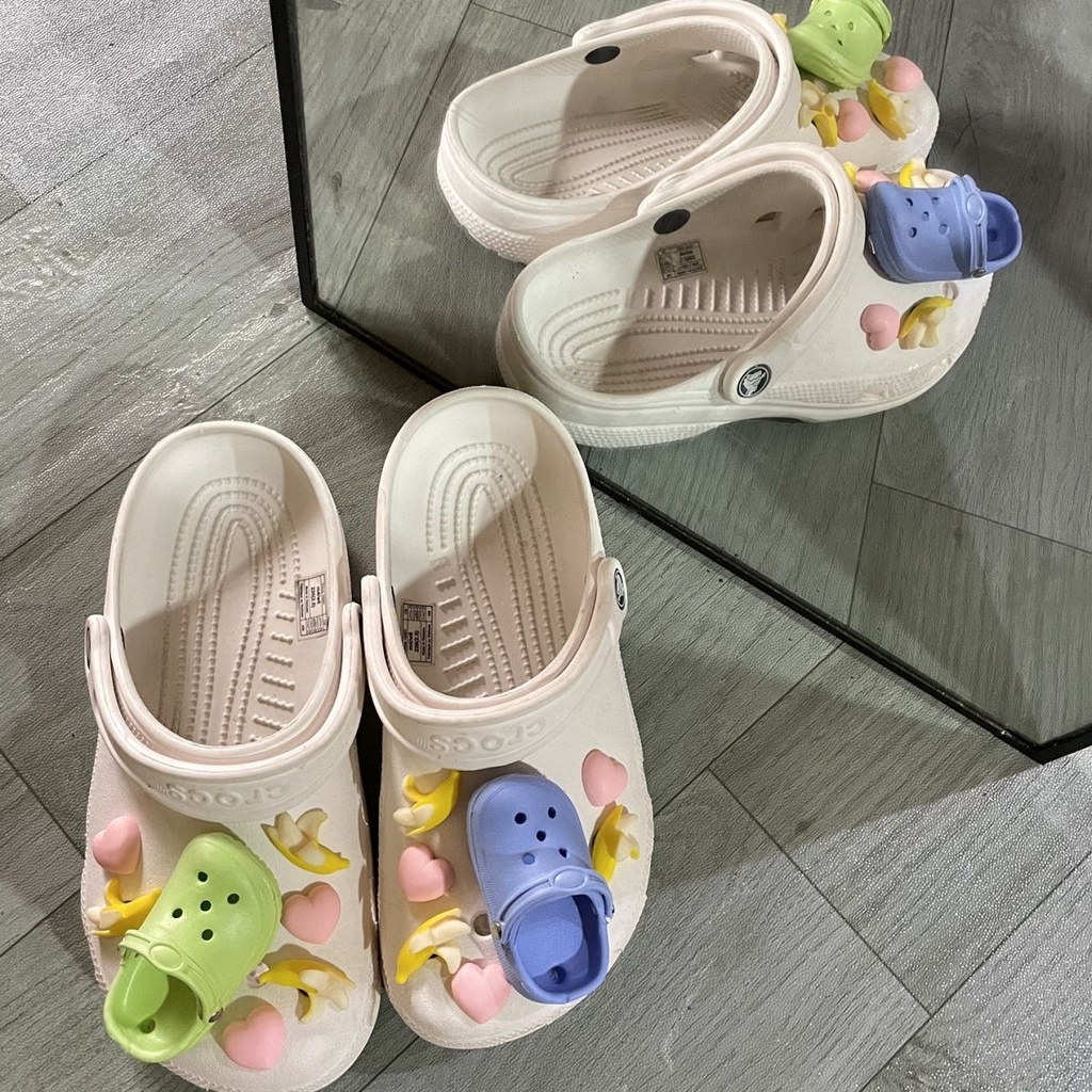CROCS Khóa Cài Hình Đôi Giày Mini 3D Dễ Thương DIY